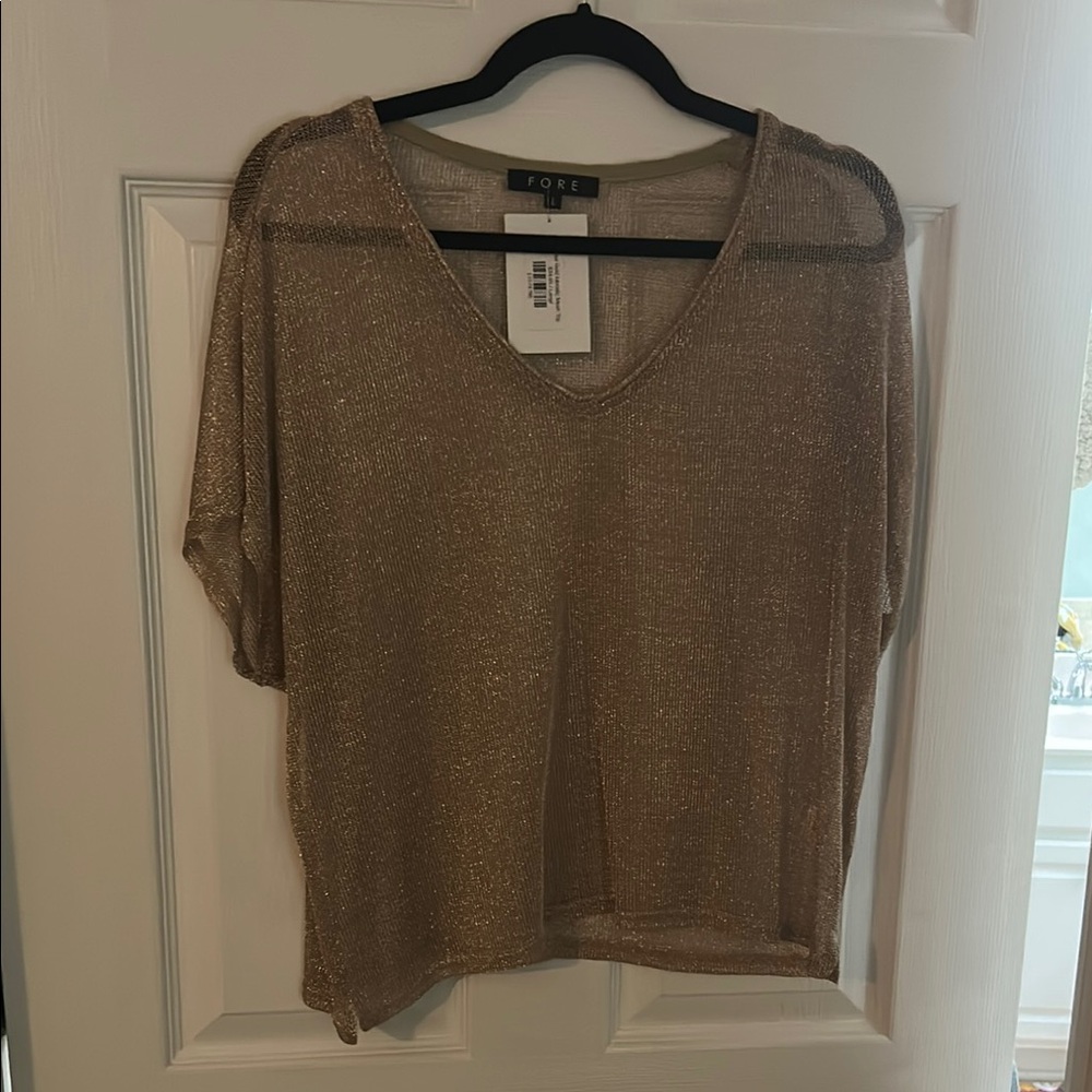 Forte Tan Dolman Sleeve Blouse Relaxed Fit